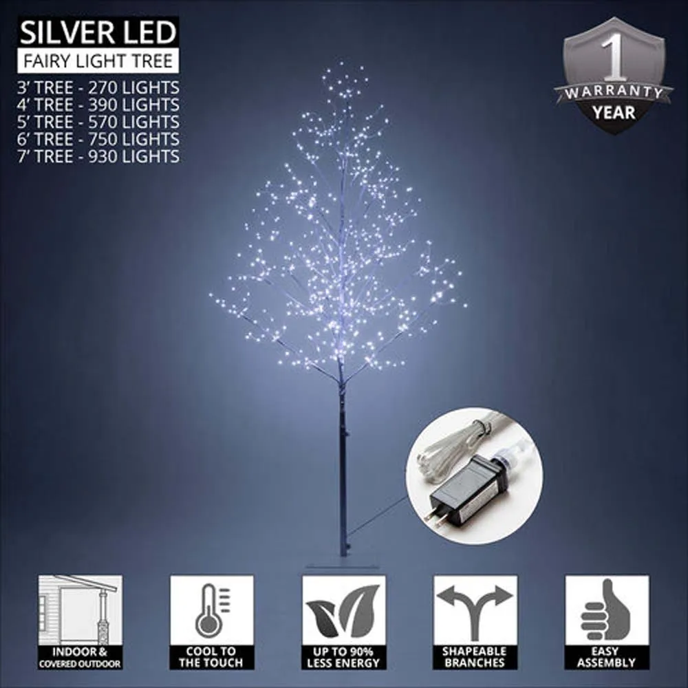 4-ft. Silver Fairy Light Tree, Cool White LED