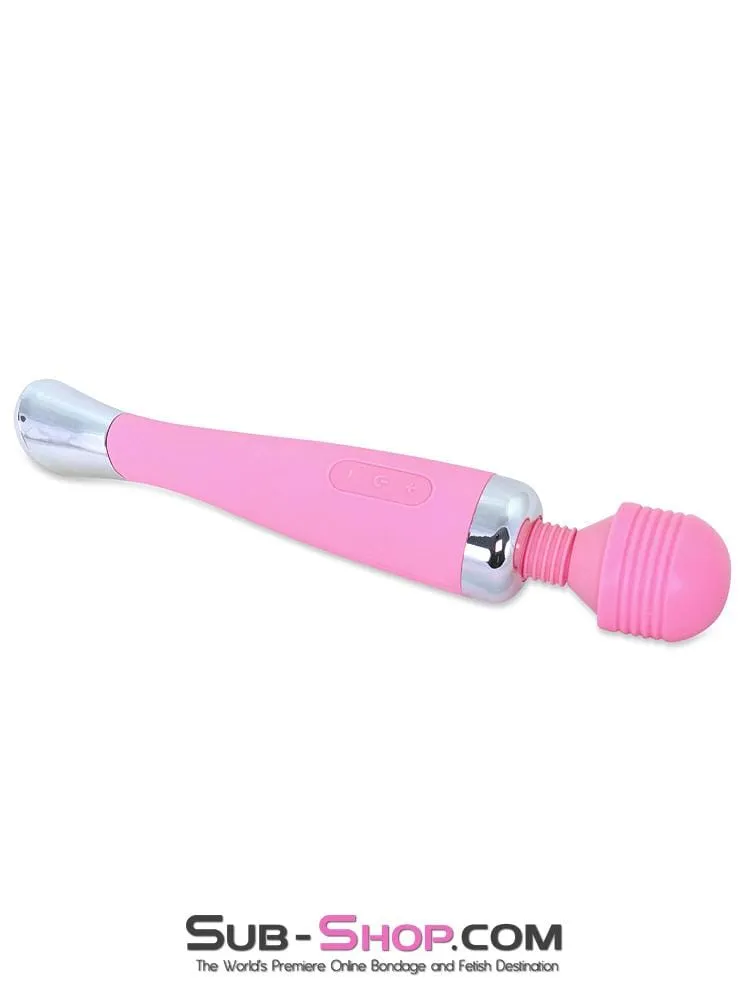 5766M      Waterproof 10 Function USB Rechargeable Pink Magic Wand Vibrator - LAST CHANCE - Final Closeout!