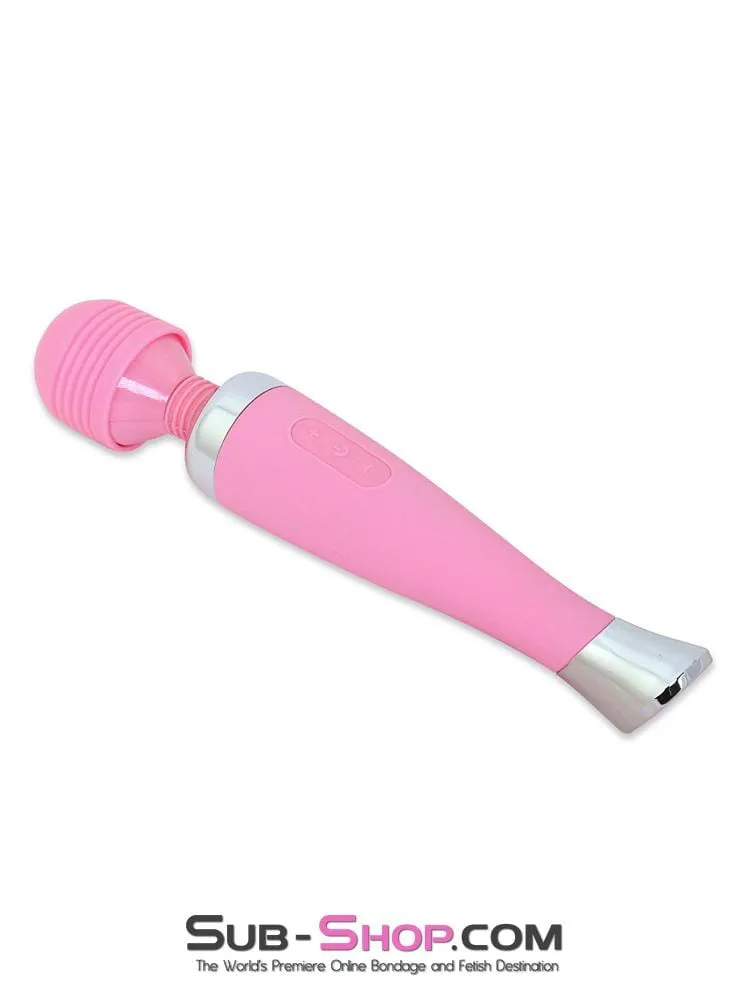 5766M      Waterproof 10 Function USB Rechargeable Pink Magic Wand Vibrator - LAST CHANCE - Final Closeout!