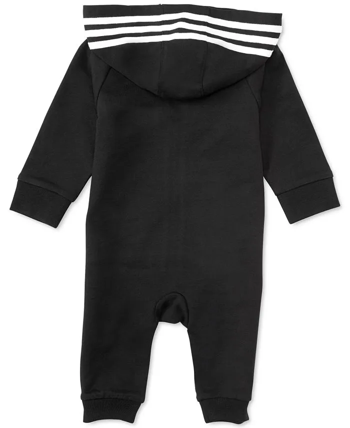 adidas Baby Boys Girls Logo Zip Hooded Jumpsuit ,  black