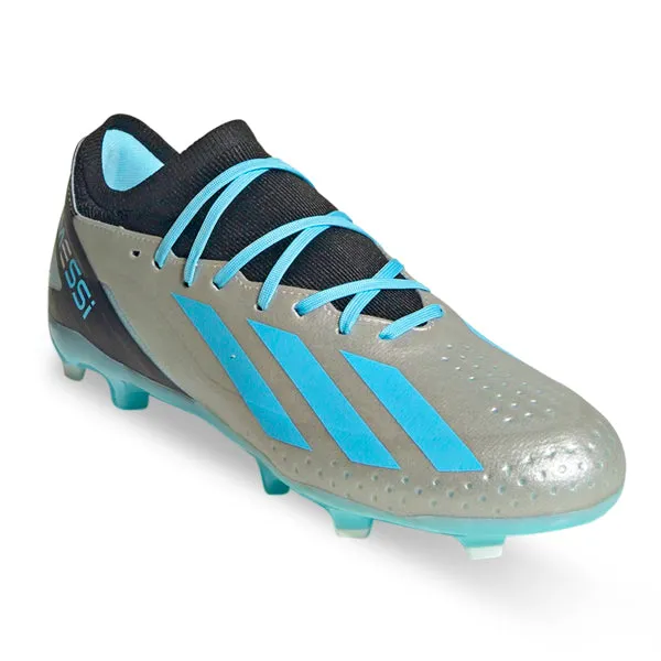 adidas X Crazyfast.3 Messi Firm Ground Soccer Cleats (Silver Metallic/Bliss Blue)