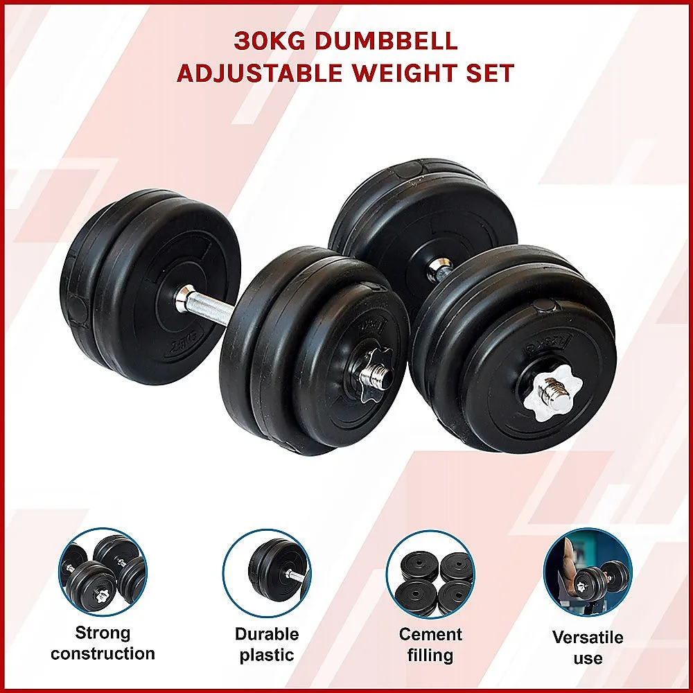 Adjustable 30KG Dumbbell Weight Set, Non-Slip Steel, 12 Plates