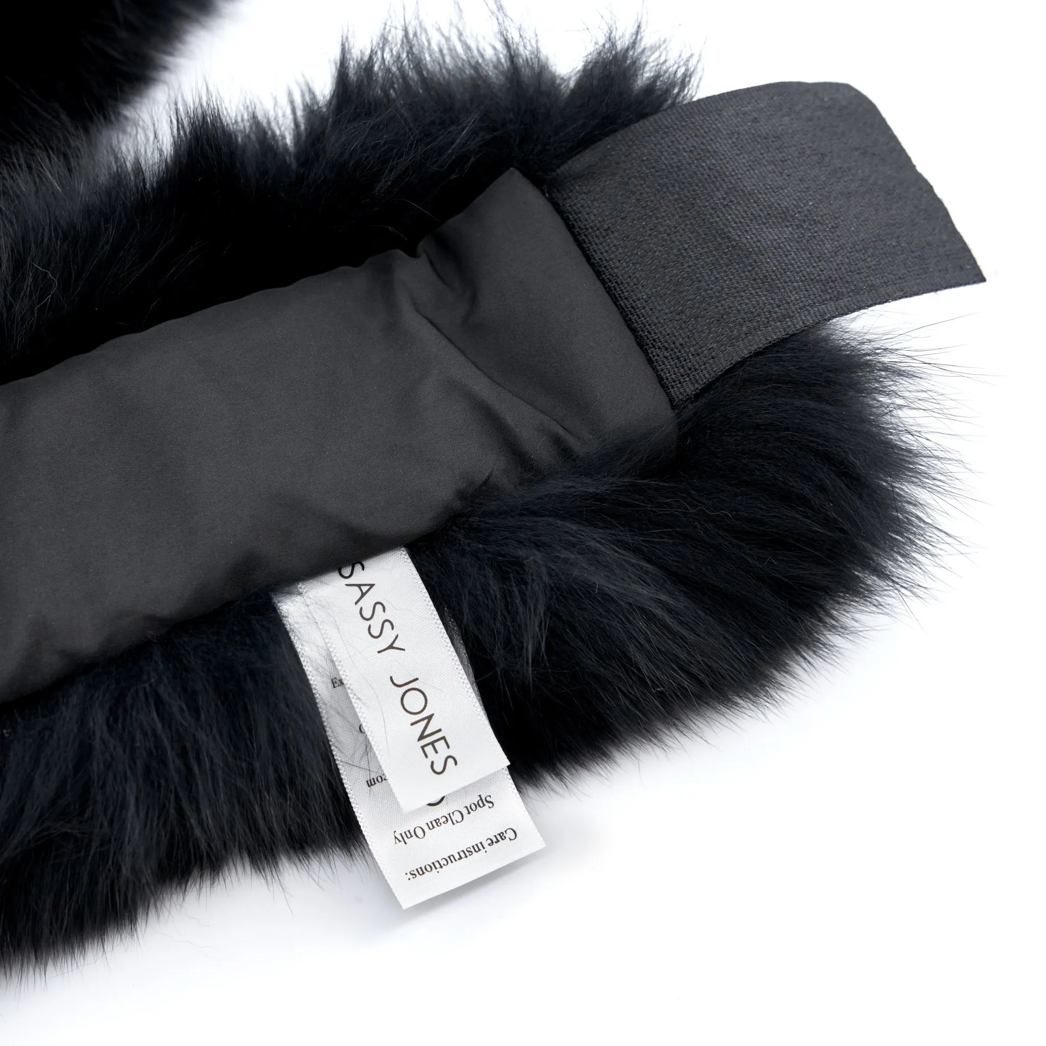 Aspen Pure Fox Fur Adjustable Headband - Lavish Black