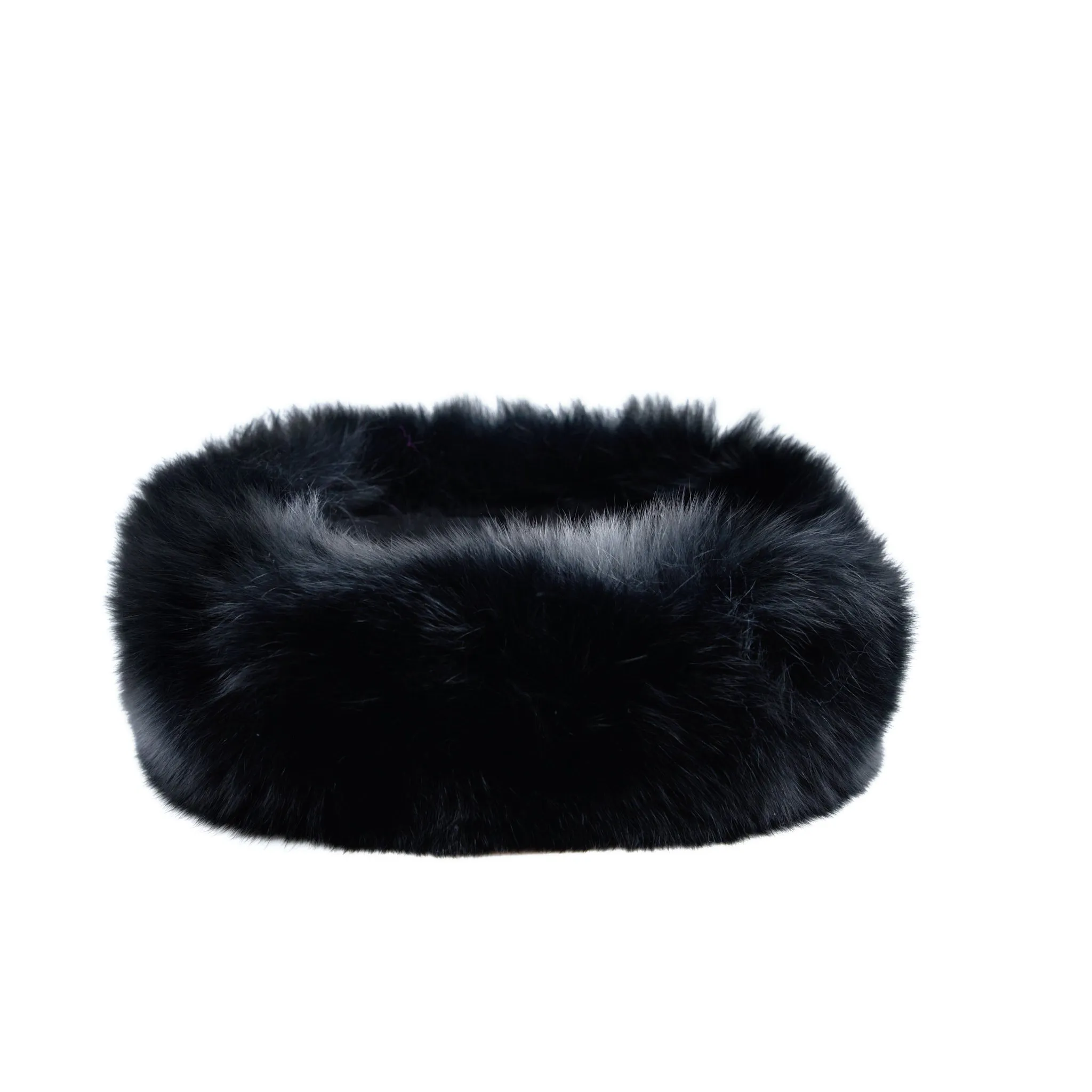 Aspen Pure Fox Fur Adjustable Headband - Lavish Black