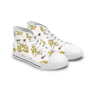 Bees Pollinating Flowers Women's High Top Sneakers