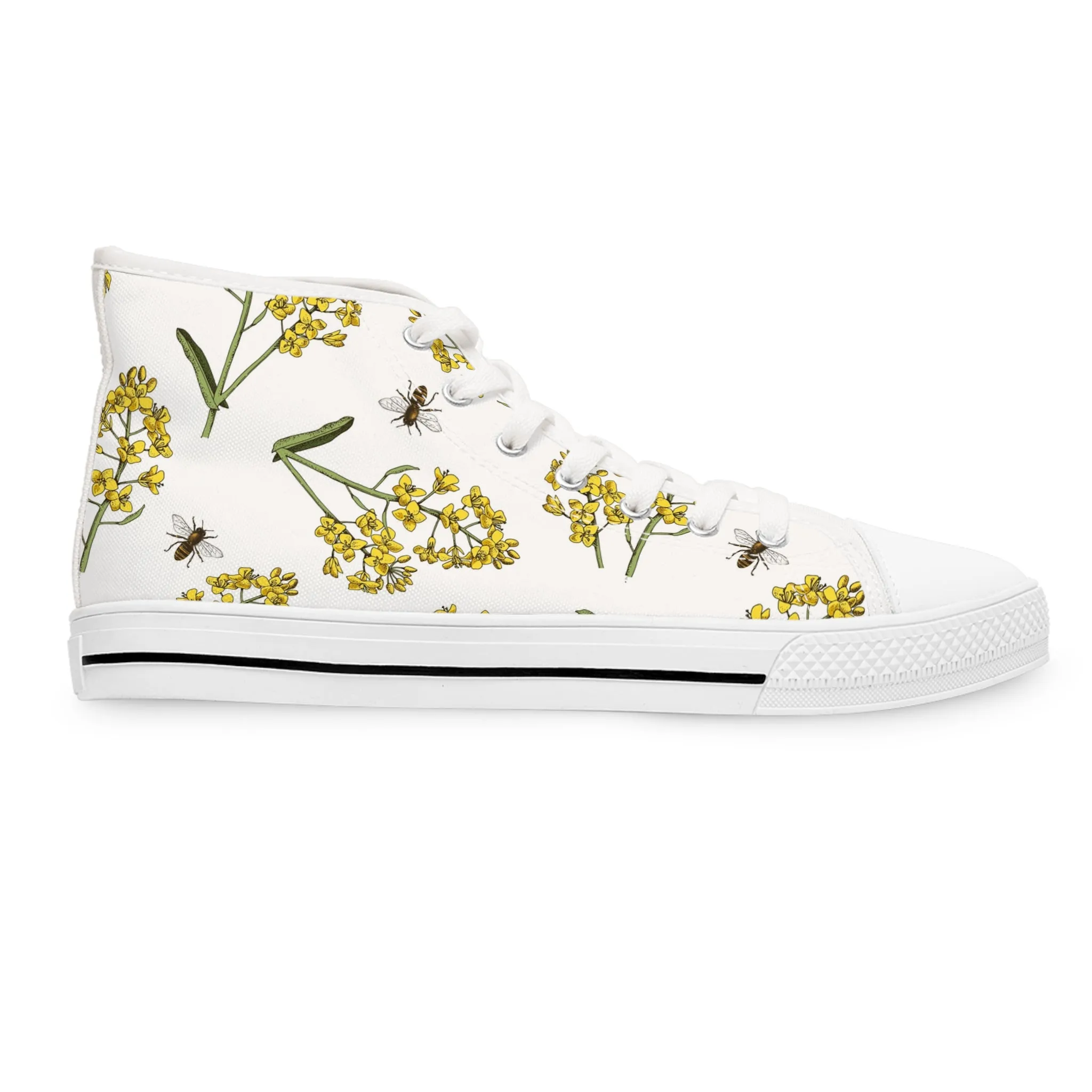 Bees Pollinating Flowers Women's High Top Sneakers