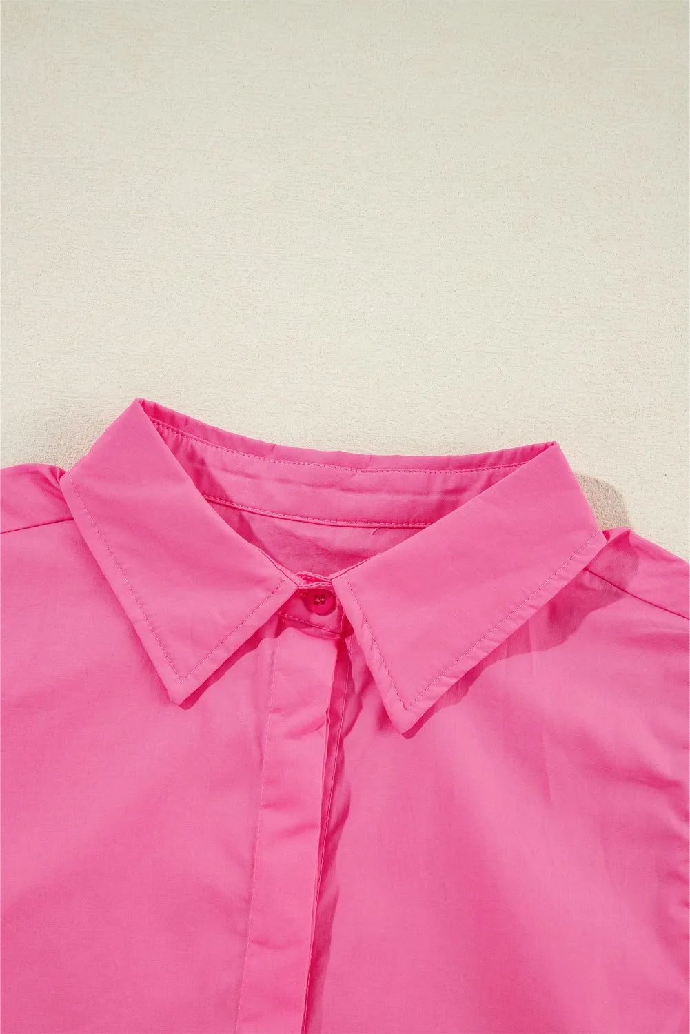 Bonbon Button Up Collared Ruffle Trim Sleeveless Shirt