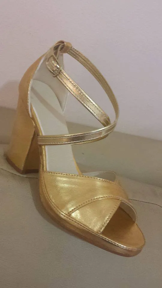 Classic Professional Samba Shoes, Over Crossed Straps, Open Toes - Size 35