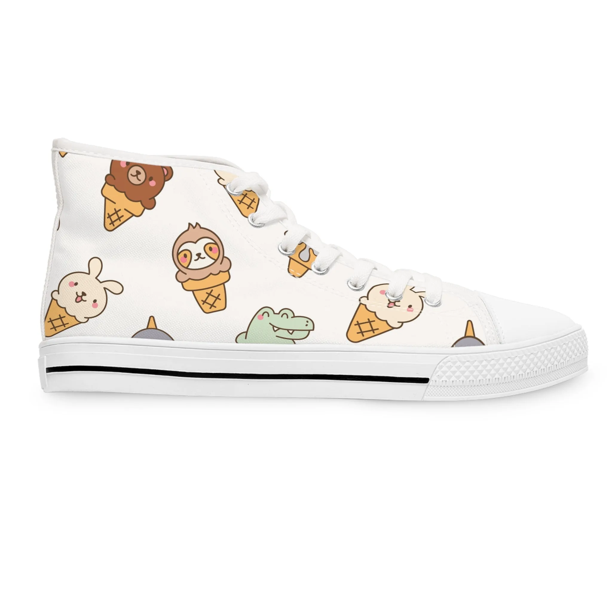 Cute Animal Ice Cream Women's High Top Sneakers