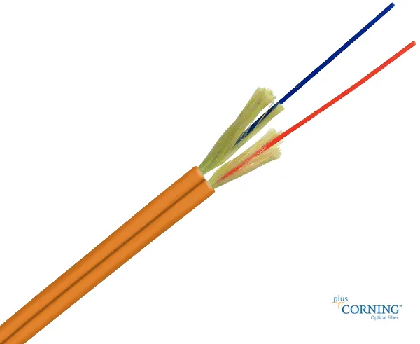 Duplex Riser Fiber Optic Cable, Zip Cord, Multimode OM1, Corning Fiber, Indoor