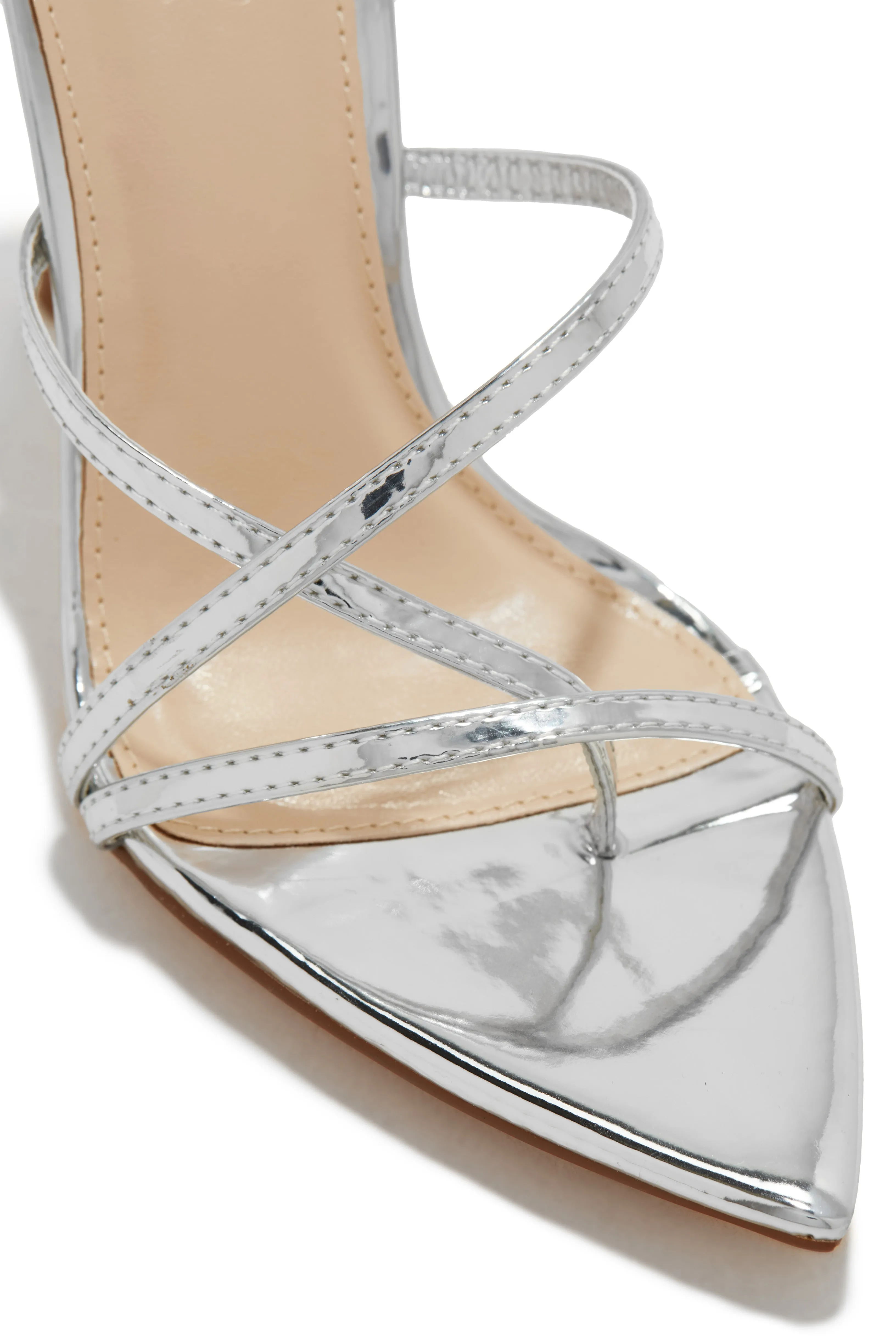 Fine Art High Heel Mules - Silver