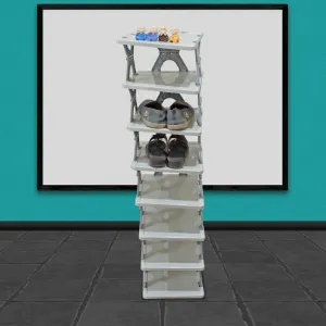 Foldable Shoe Rack (1 Pc, 8 Layers): Space-Saving, Entryway Storage