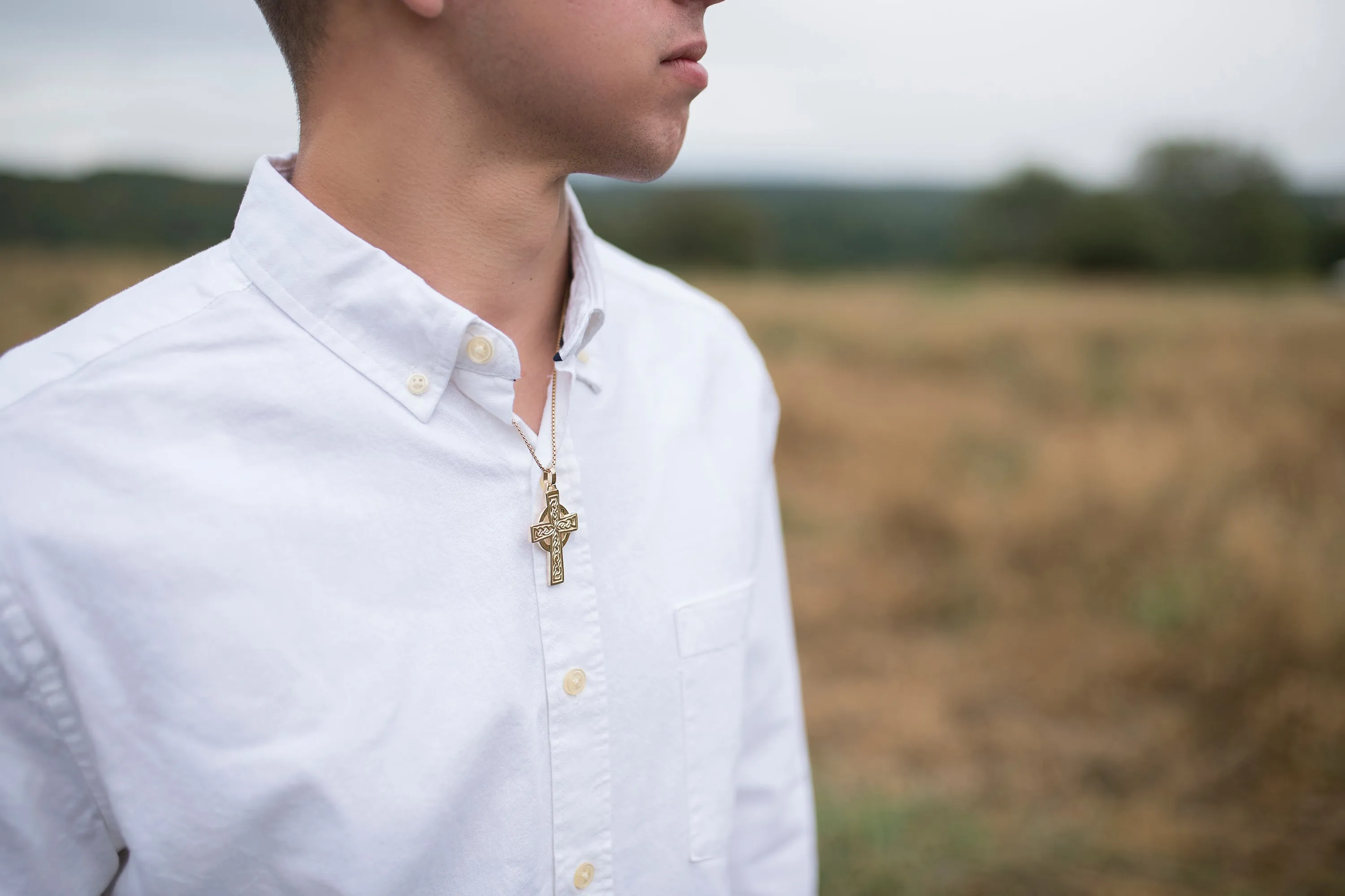 Genesis Celtic Cross Pendant in 14K Gold