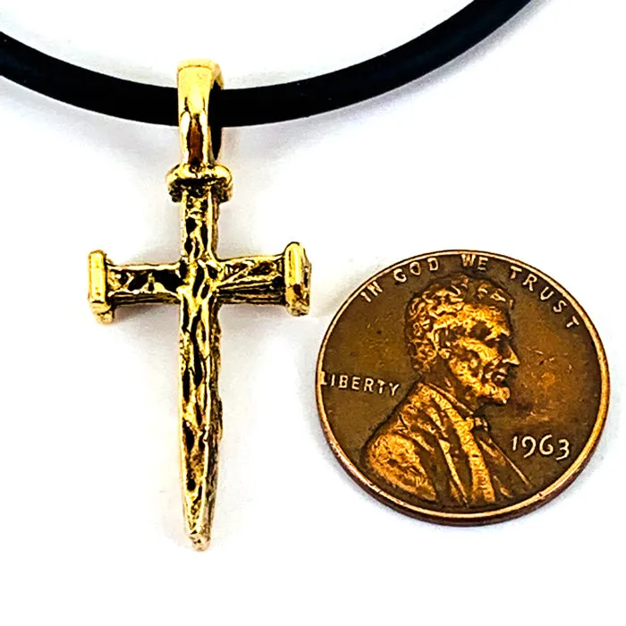 Gold Nail Cross Necklace