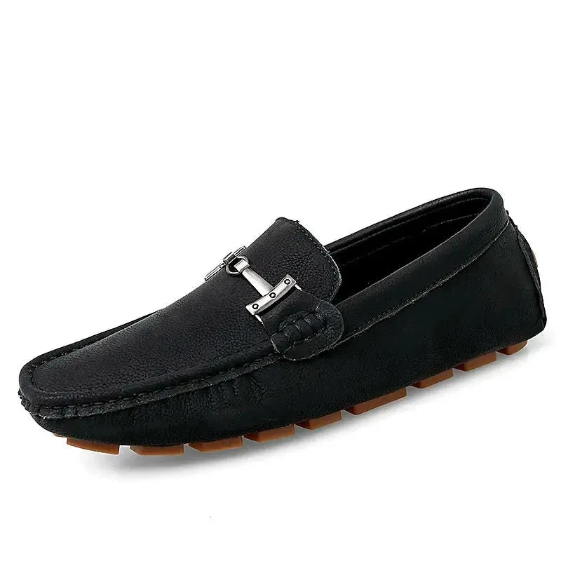 Lightweight Genuine Leather Driving Shoes Brand Fashion Non-slip Loafers Luxury Men Casual Moccasins Comfortable Flats