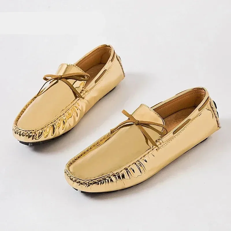 Loafers Man Casual Shoes Spring Summer Slip-on Flats Glossy Pu Leather Shoes Fashion Trendy Soft Footwear Breathable