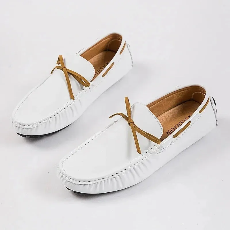 Loafers Man Casual Shoes Spring Summer Slip-on Flats Glossy Pu Leather Shoes Fashion Trendy Soft Footwear Breathable