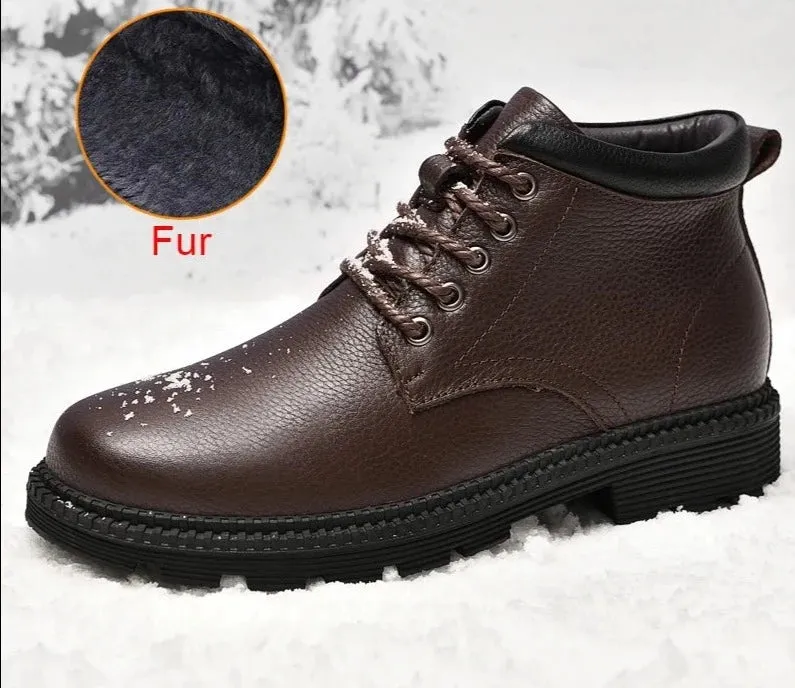 Men's Boots Winter Fashion Lace-up Ankle Boots Mens Snow Boots Vintage Business Shoes Leather Office Boots For Men