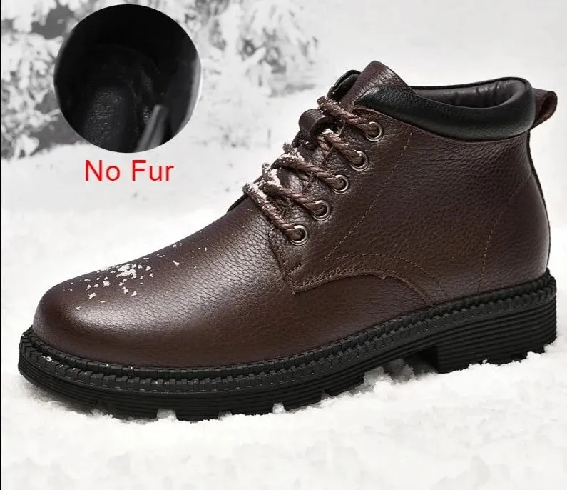 Men's Boots Winter Fashion Lace-up Ankle Boots Mens Snow Boots Vintage Business Shoes Leather Office Boots For Men