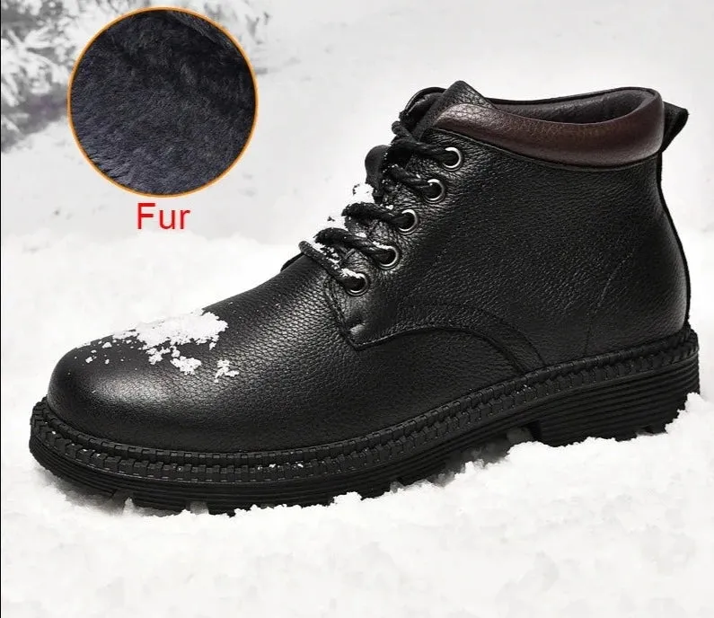 Men's Boots Winter Fashion Lace-up Ankle Boots Mens Snow Boots Vintage Business Shoes Leather Office Boots For Men