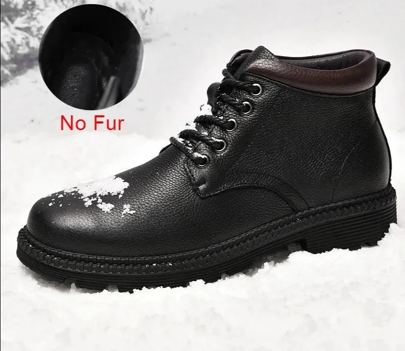 Men's Boots Winter Fashion Lace-up Ankle Boots Mens Snow Boots Vintage Business Shoes Leather Office Boots For Men