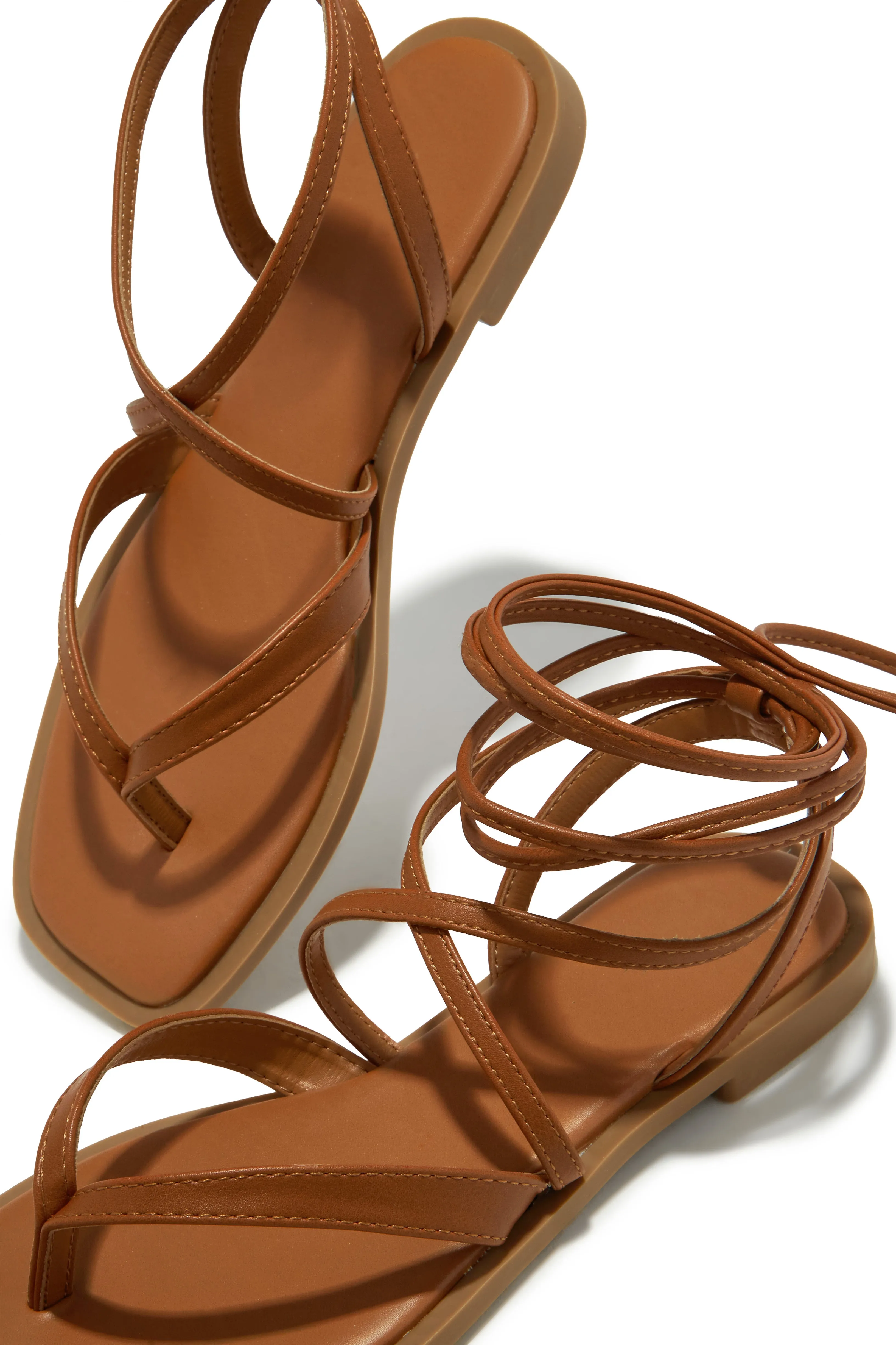 Mina Lace Up Sandals - Tan