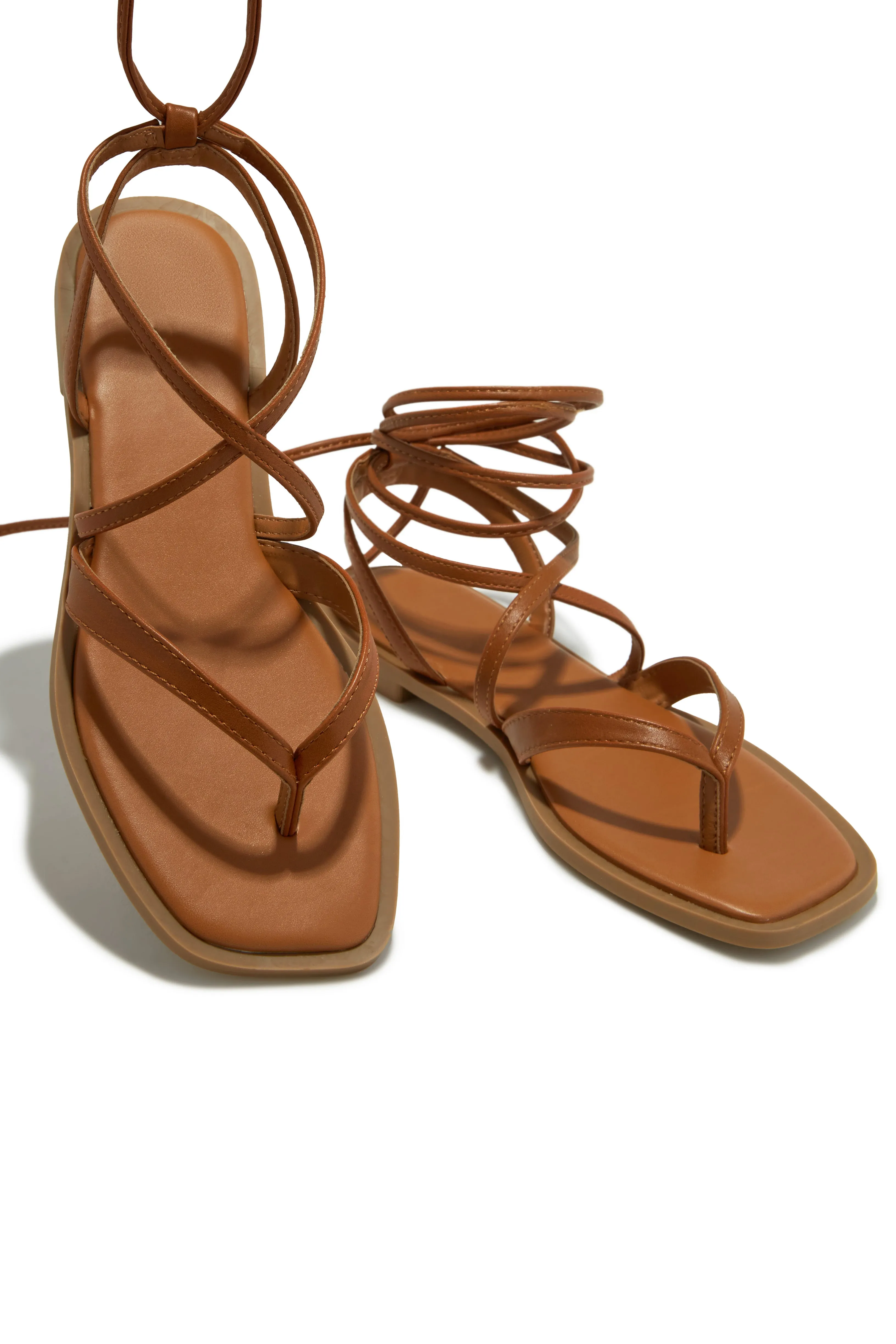 Mina Lace Up Sandals - Tan