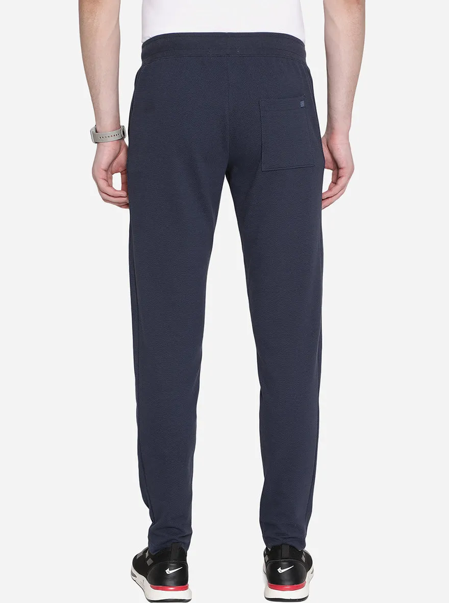 Navy Blue Solid Slim Fit Track Pant | JadeBlue