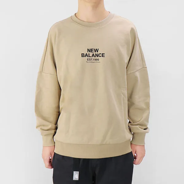 New Balance Men's New Balance 3D Logo Printing Round Neck Sports Khaki Sweatshirt