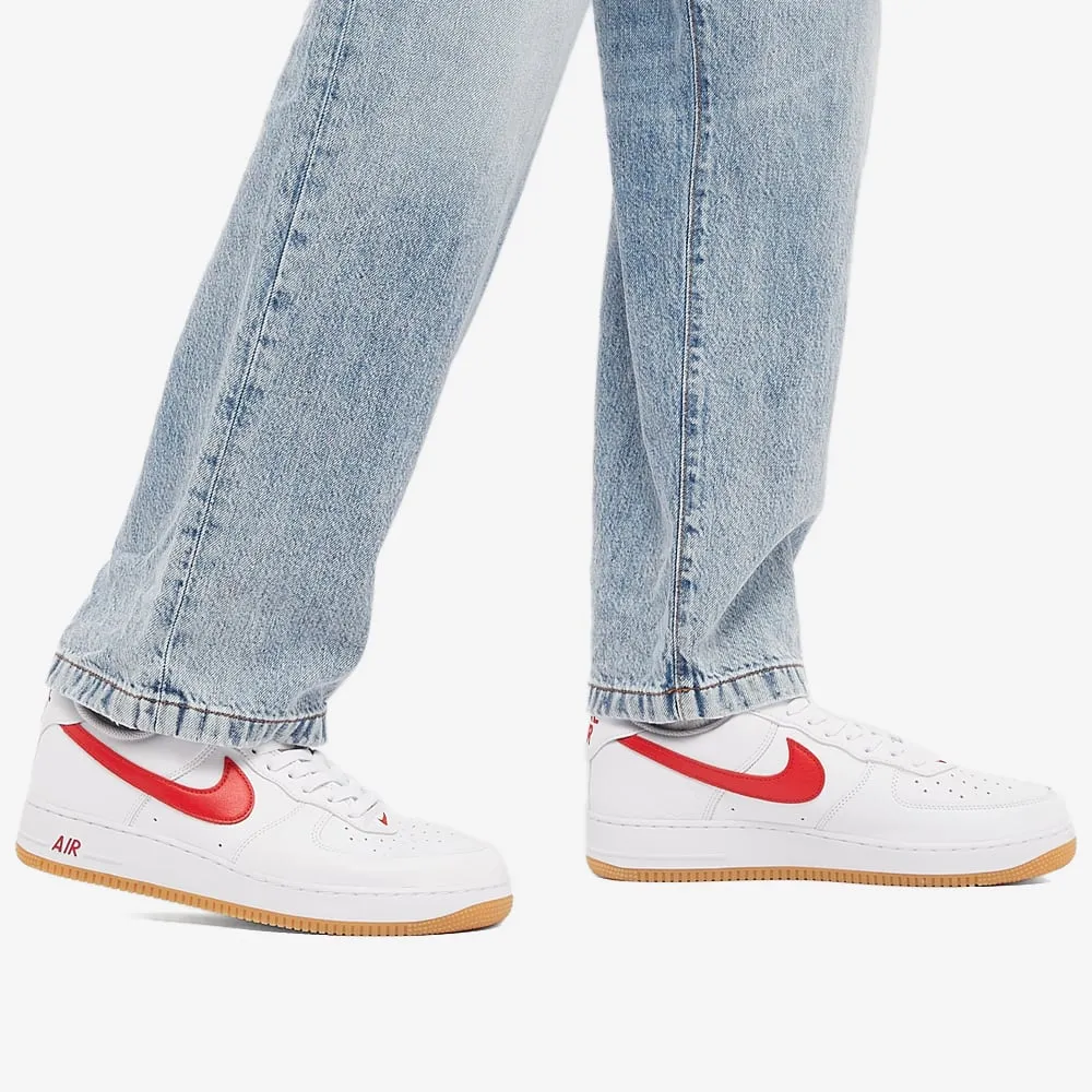 Nike Air Force 1 Low Retro Sneakers, White-Red