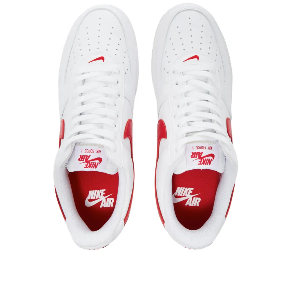 Nike Air Force 1 Low Retro Sneakers, White-Red