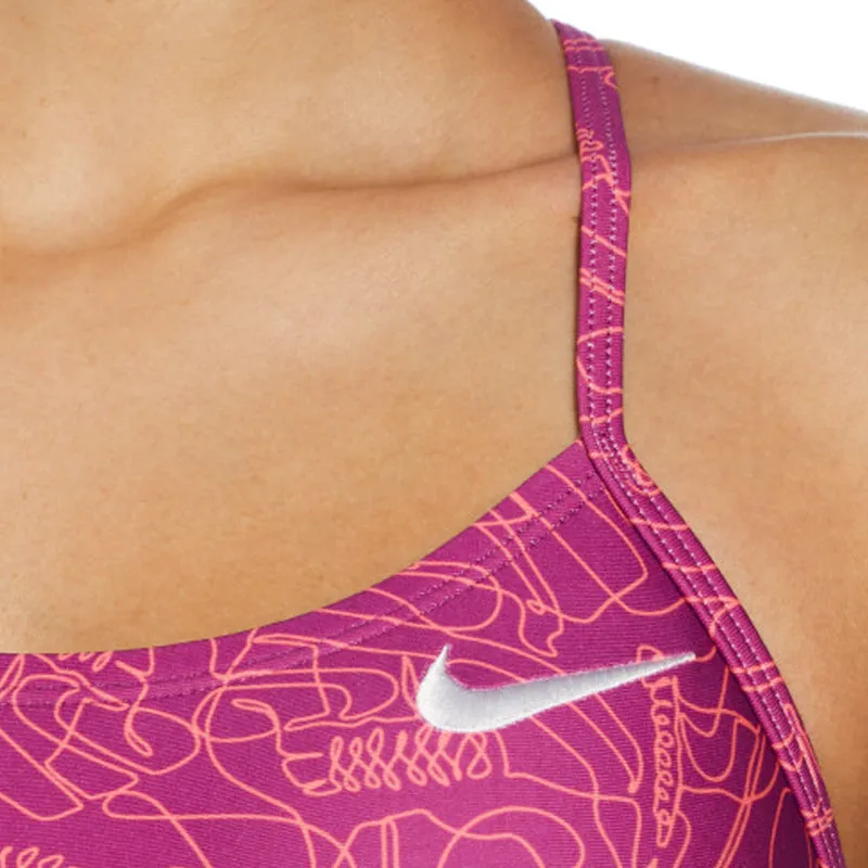 Nike - Hydrastrong Multi Print Cutout One Piece (Hot Fuchsia)