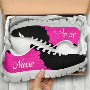 Nurse Sneaker, Nurse Pink Black Sneakers Shoes, Best Shoes For Nurses