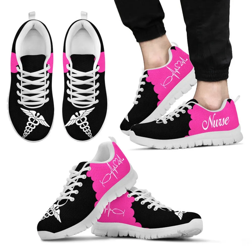 Nurse Sneaker, Nurse Pink Black Sneakers Shoes, Best Shoes For Nurses