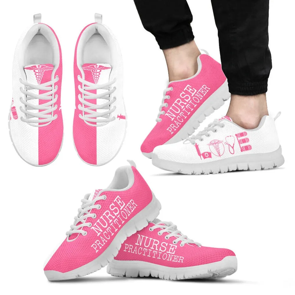 Nurse Sneaker, Nurse Practitioner Love Pink White Sneakers, Best Shoes For Nurses