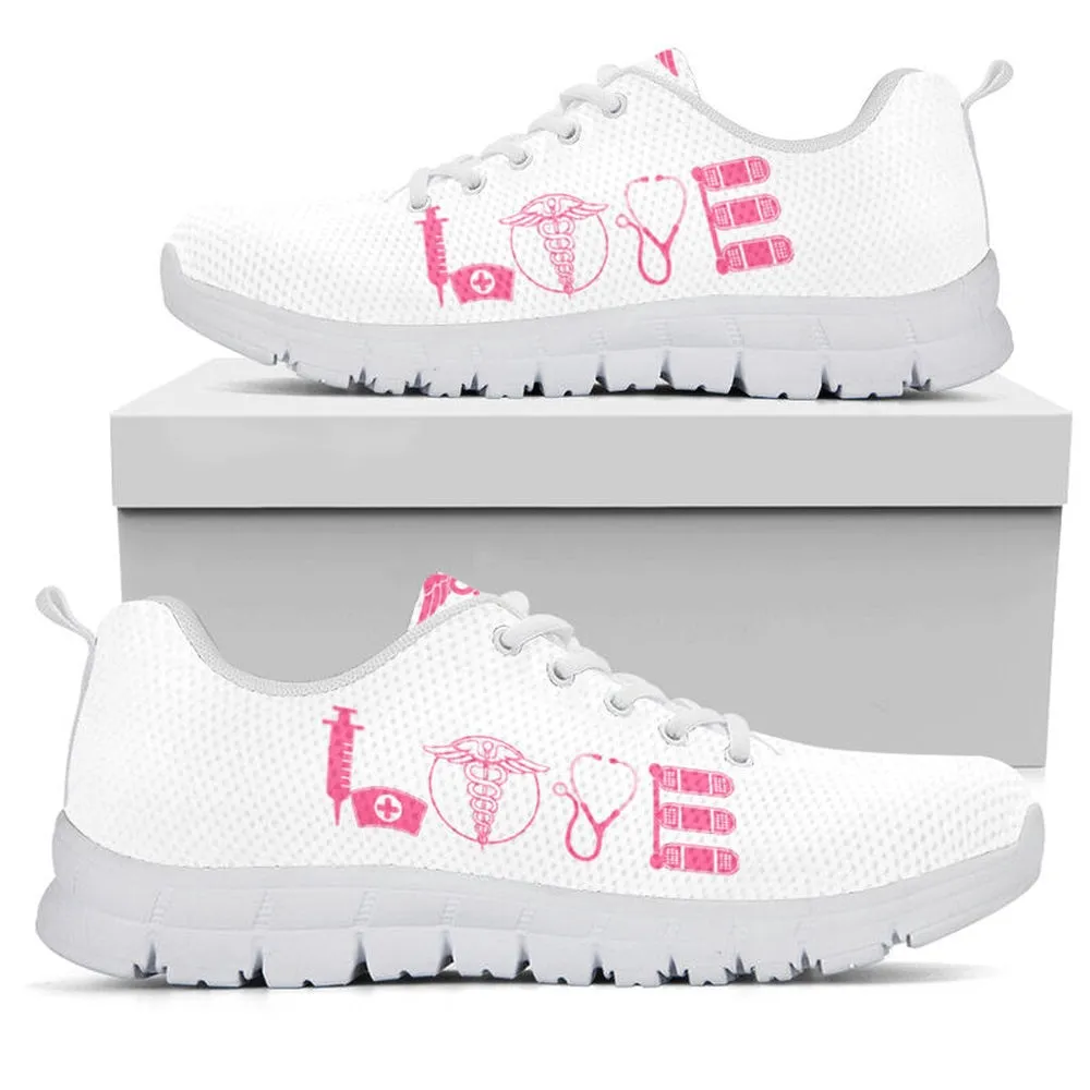 Nurse Sneaker, Nurse Practitioner Love Pink White Sneakers, Best Shoes For Nurses