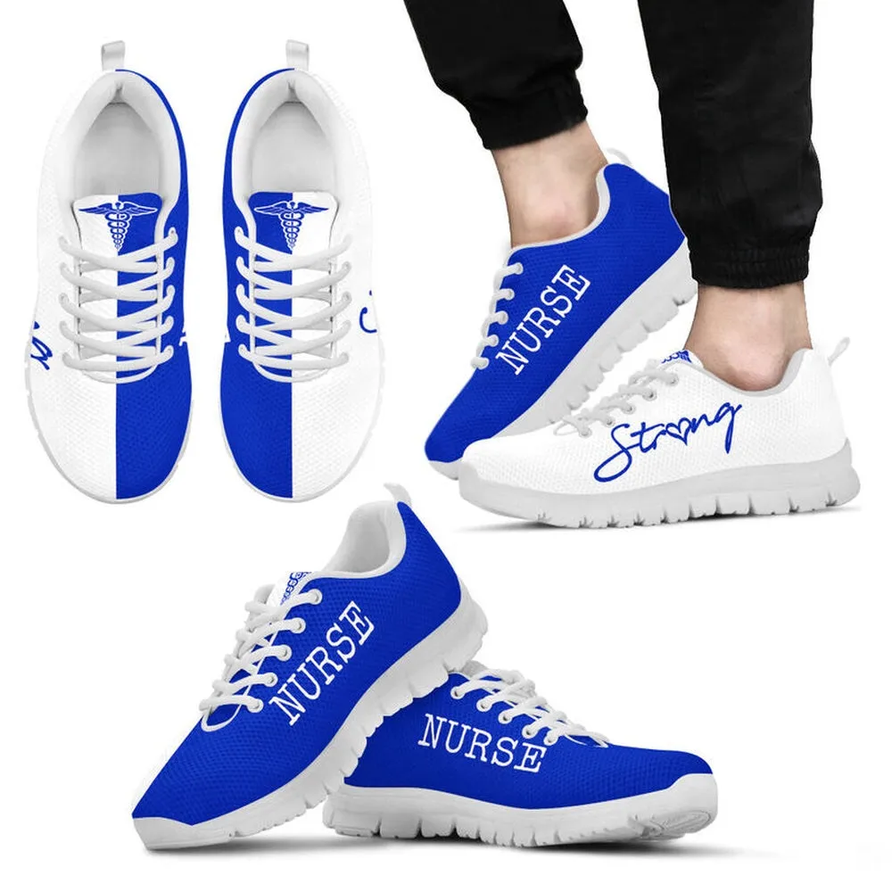 Nurse Sneaker, Nurse Strong White Royal Blue Sneakers, Best Shoes For Nurses