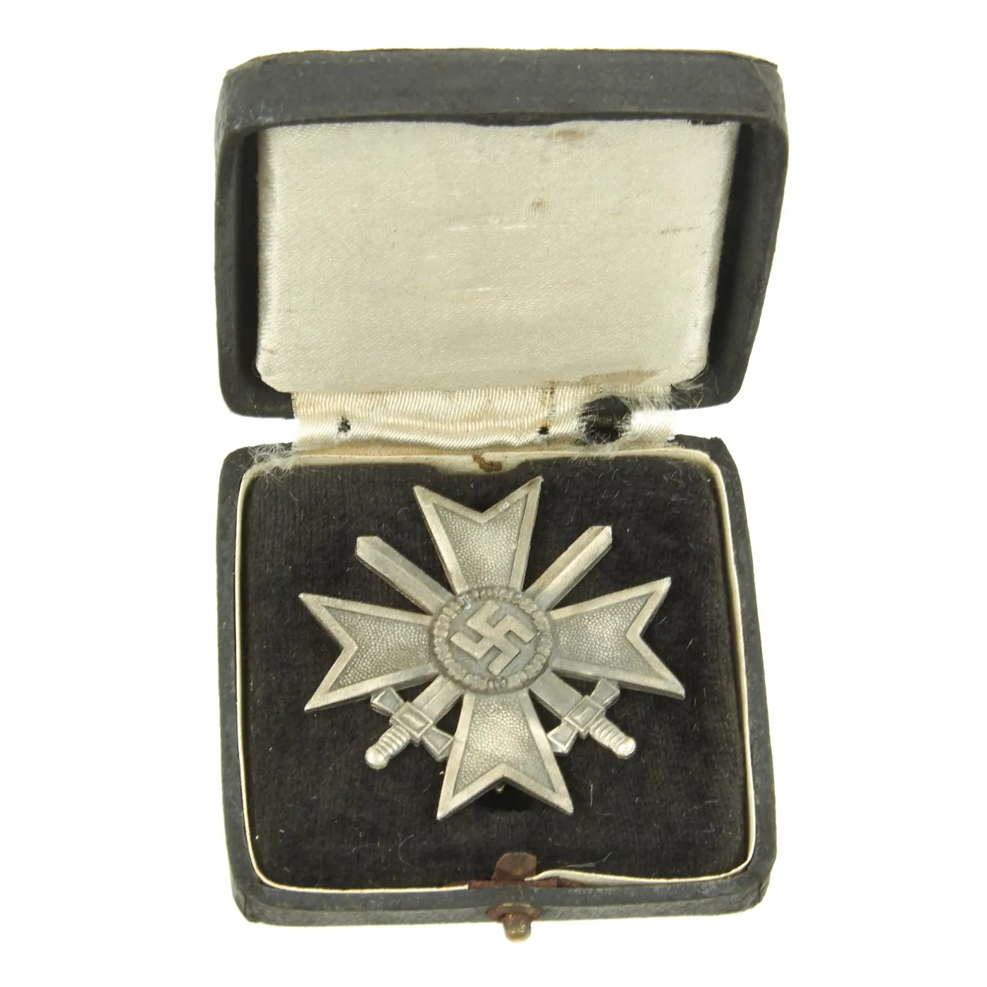 Original German WWII Cased War Merit Cross KvK 1st Class in Silver with Box by Kerbach & Österhelt of Dresden