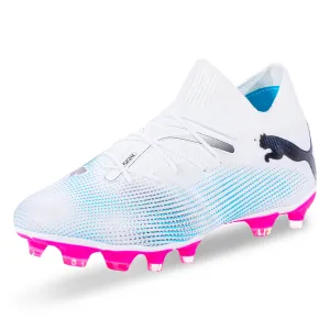 Puma Future 7 Match FG/AG Soccer Cleats (Puma White/Poison Pink)