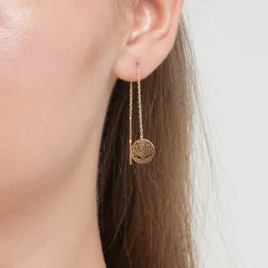 Real Gold Round Tree Hanging Earring Set - Model 9505 E1855