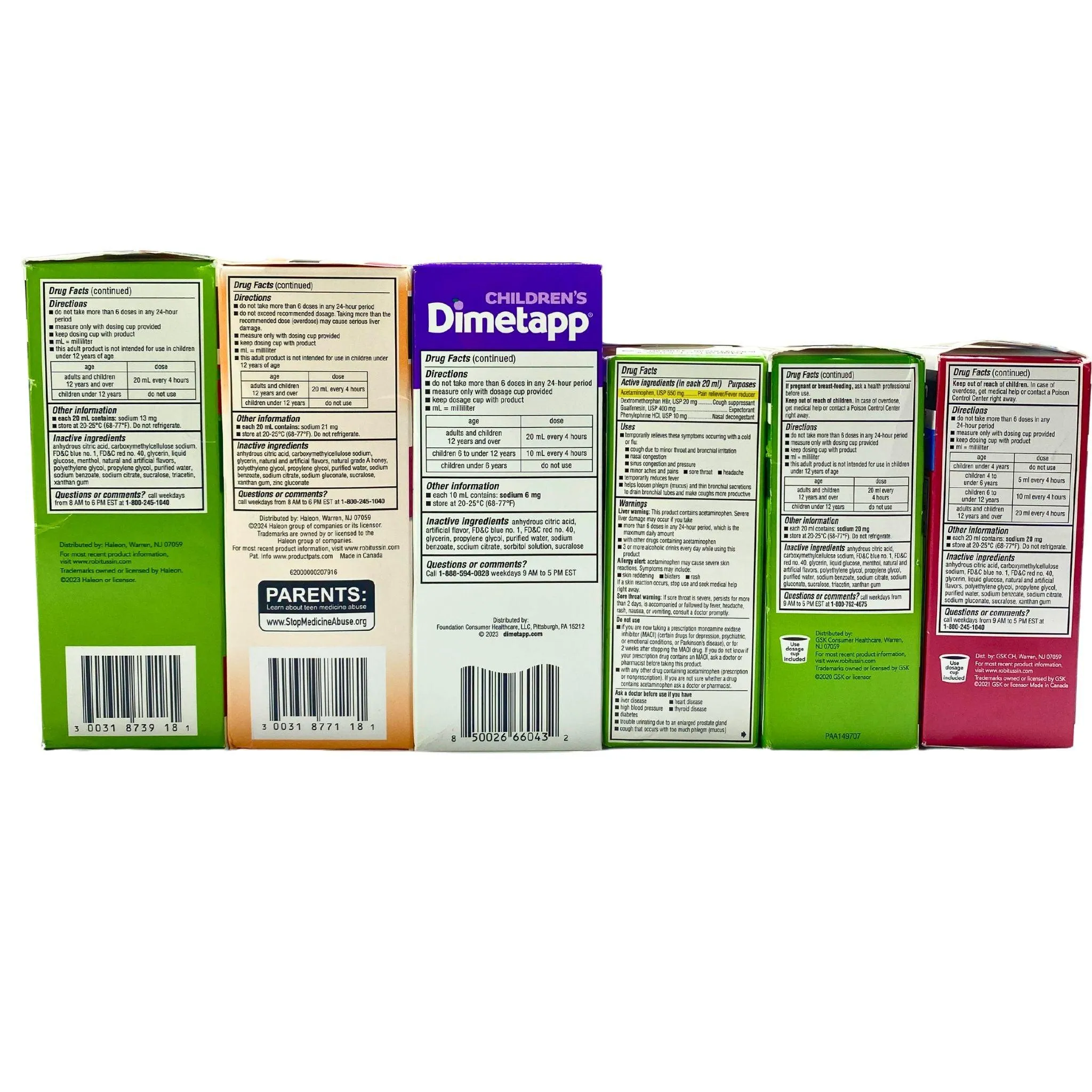 Robitussin and Dimetapp Lot For Cold, Congestion, Allergy, and Flu Adult And Children's 4 FL OZ and 8 FL OZ (39 Pcs Lot)