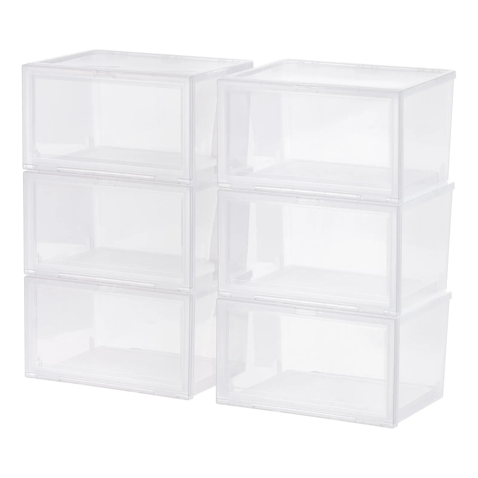 Stackable Shoe Display Box with Flip Down Door 6 Pack