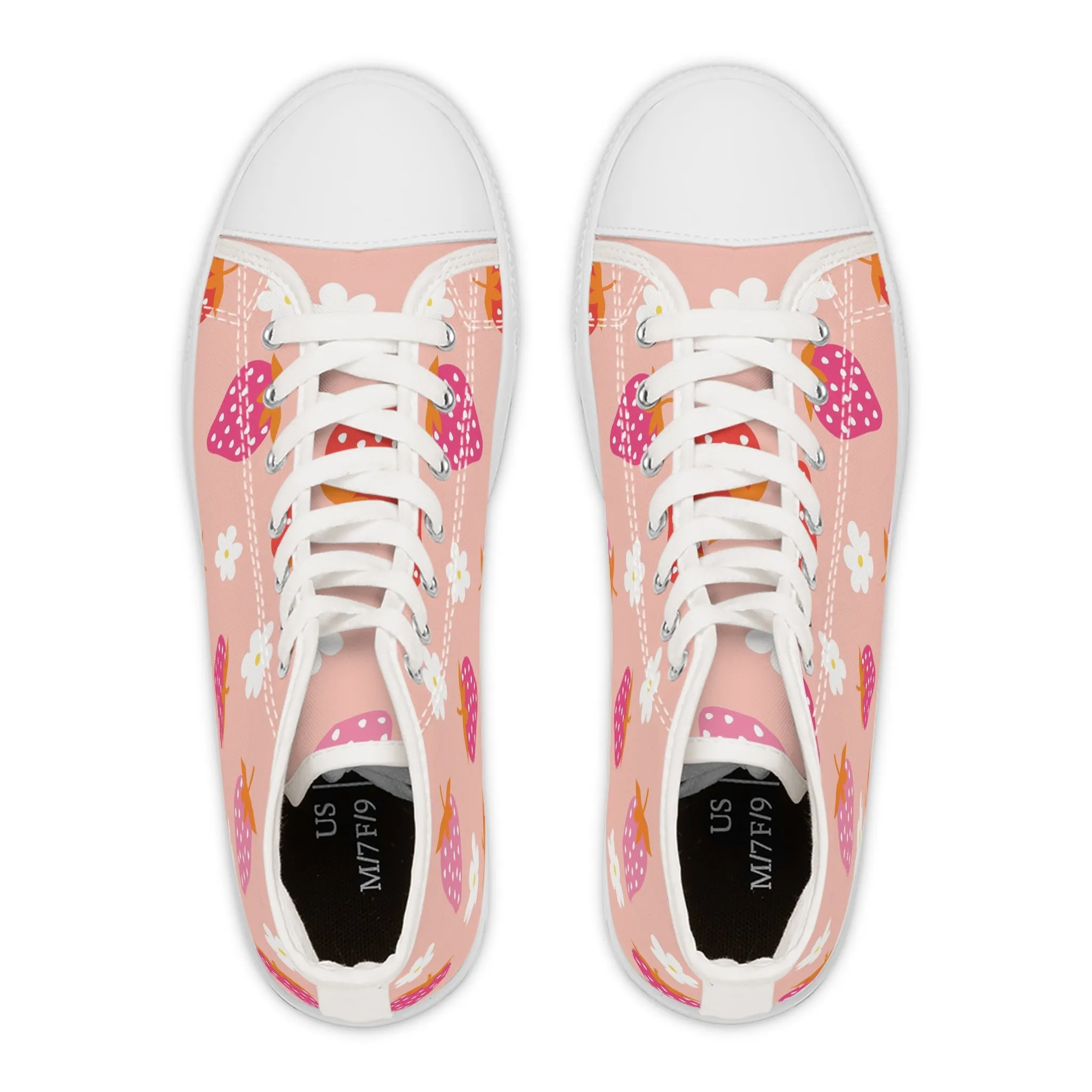 Strawberry and Flowers Women's High Top Sneakers