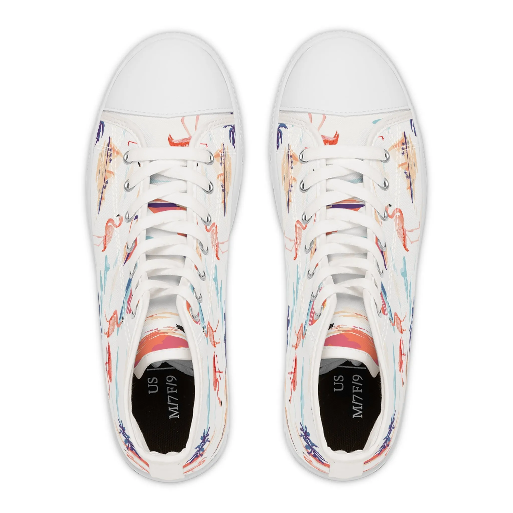 Tropical Island and Flamingo Women's High Top Sneakers