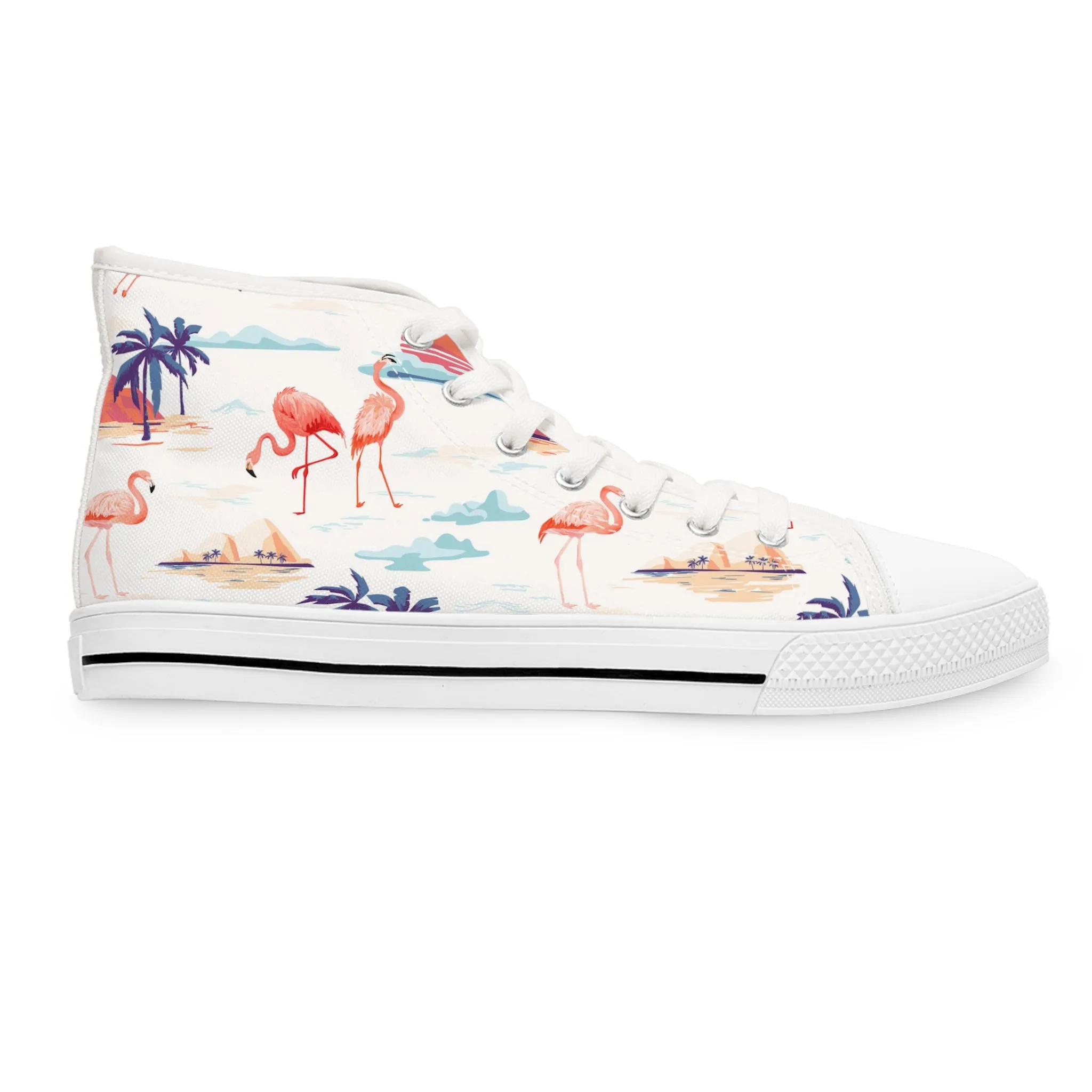 Tropical Island and Flamingo Women's High Top Sneakers