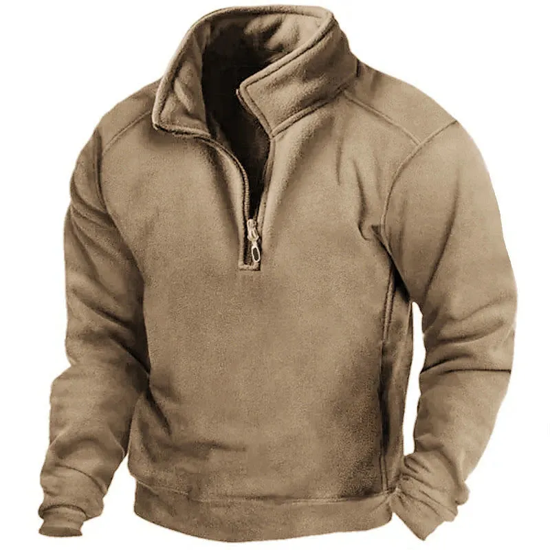 V-NECK BUCKLE FLEECE THERMAL TACTICAL SWEATER