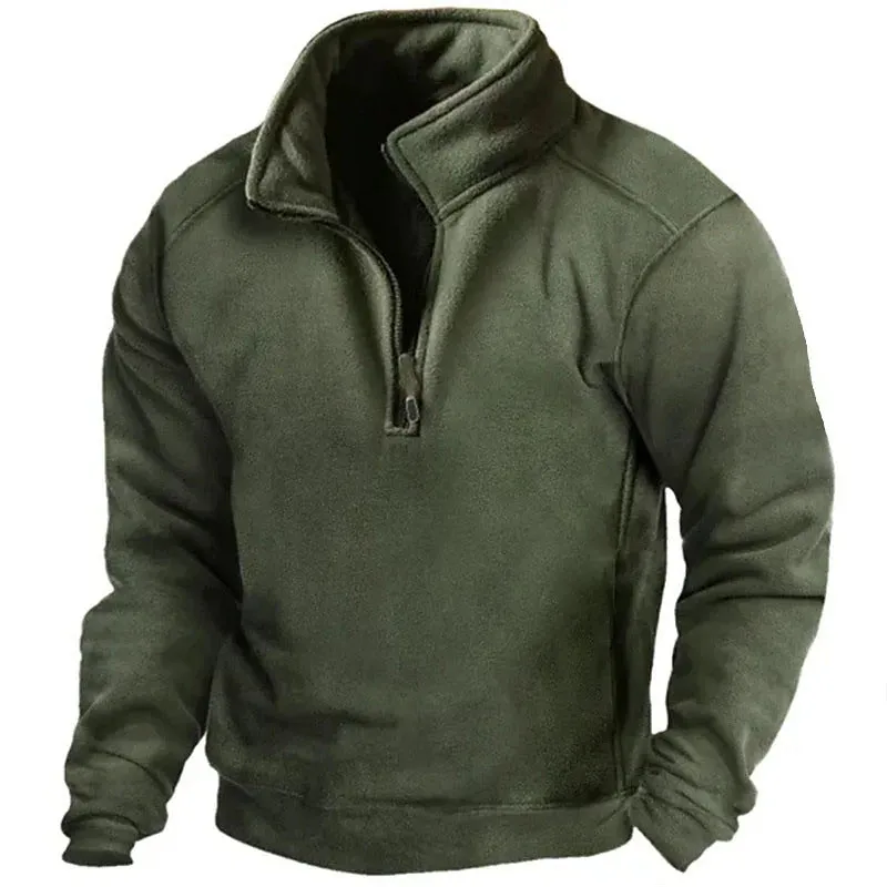 V-NECK BUCKLE FLEECE THERMAL TACTICAL SWEATER