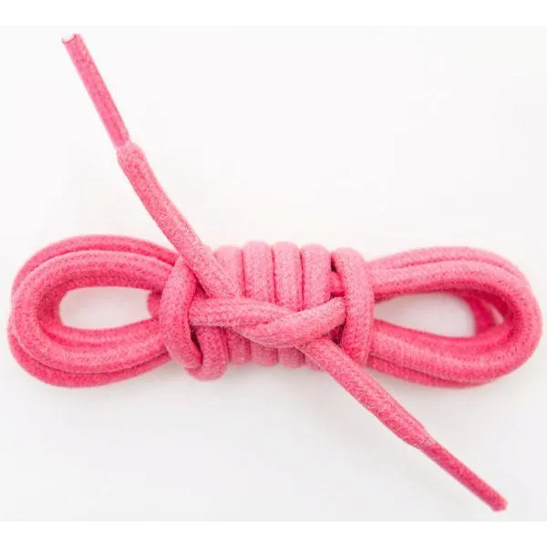 Waxed Cotton Round Laces Custom Length with Tip - Pink (1 Pair Pack) Shoelaces