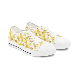 Yellow and White Fish Women's Low Top Sneakers