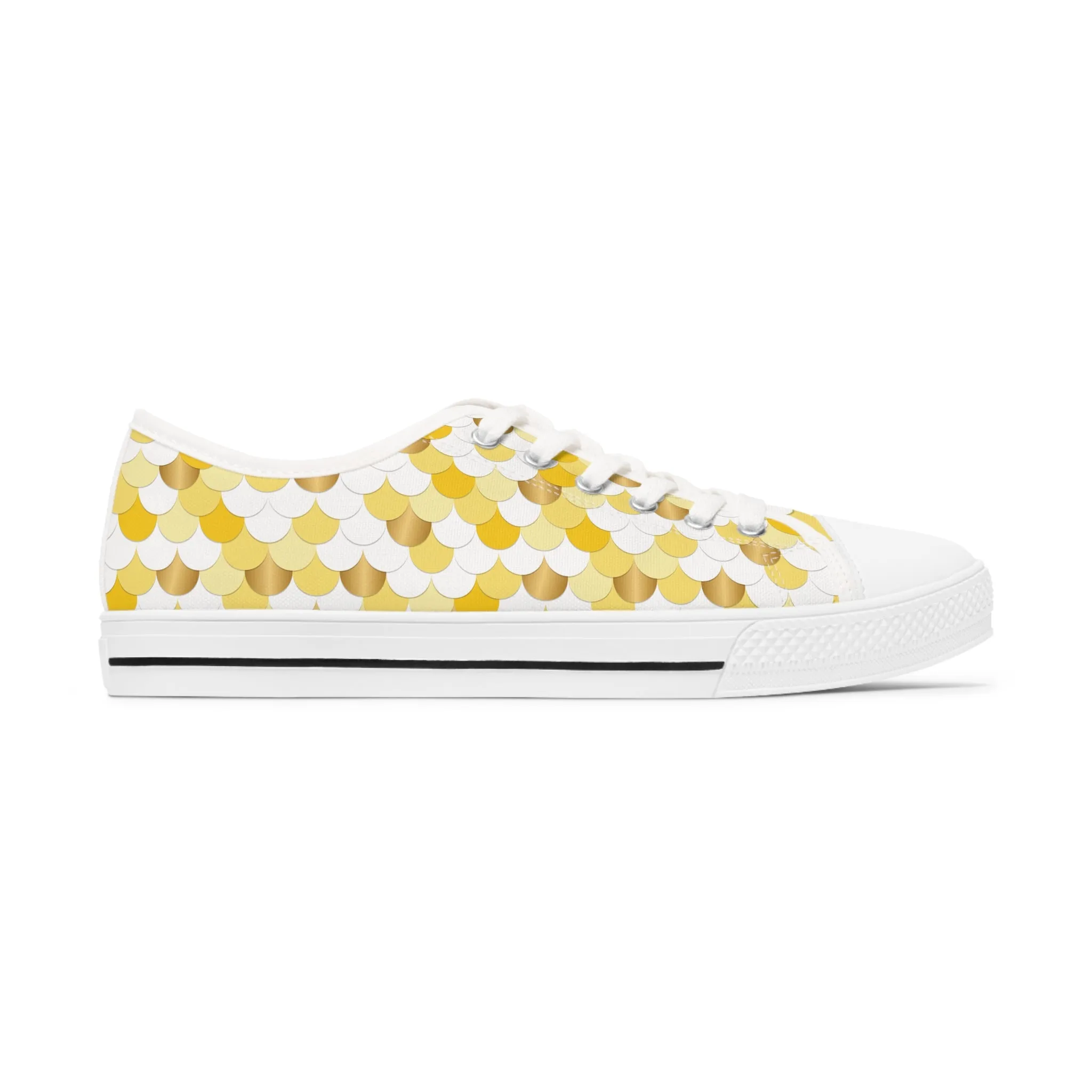 Yellow and White Fish Women's Low Top Sneakers